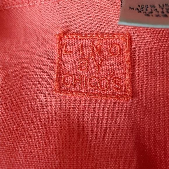 Chico's Linen Long Button Front Shirt Coral Size 3=XL Travel Breathable - Picture 3 of 12